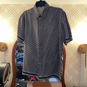 DIOR MEN Short-Sleeve "Obliqué" Shirt